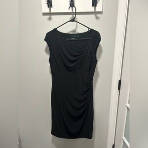 Ralph Lauren Black Draped Midi Dress